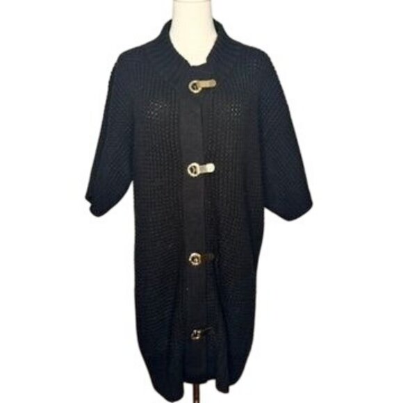 Michael Kors Wool Blend Black Chunky Cardigan Womens XL Gold Dressy Art Deco - Picture 4 of 12